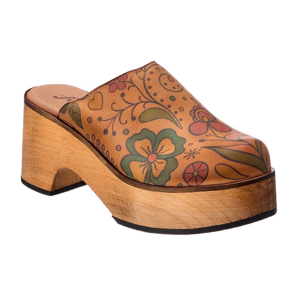 Free People Patsy Brown Floral Leather Clogs - Picture 7 of 13
